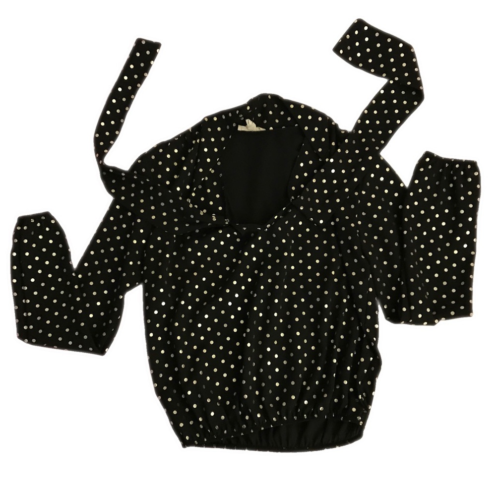 Black and Gold Tie-neck Blouse